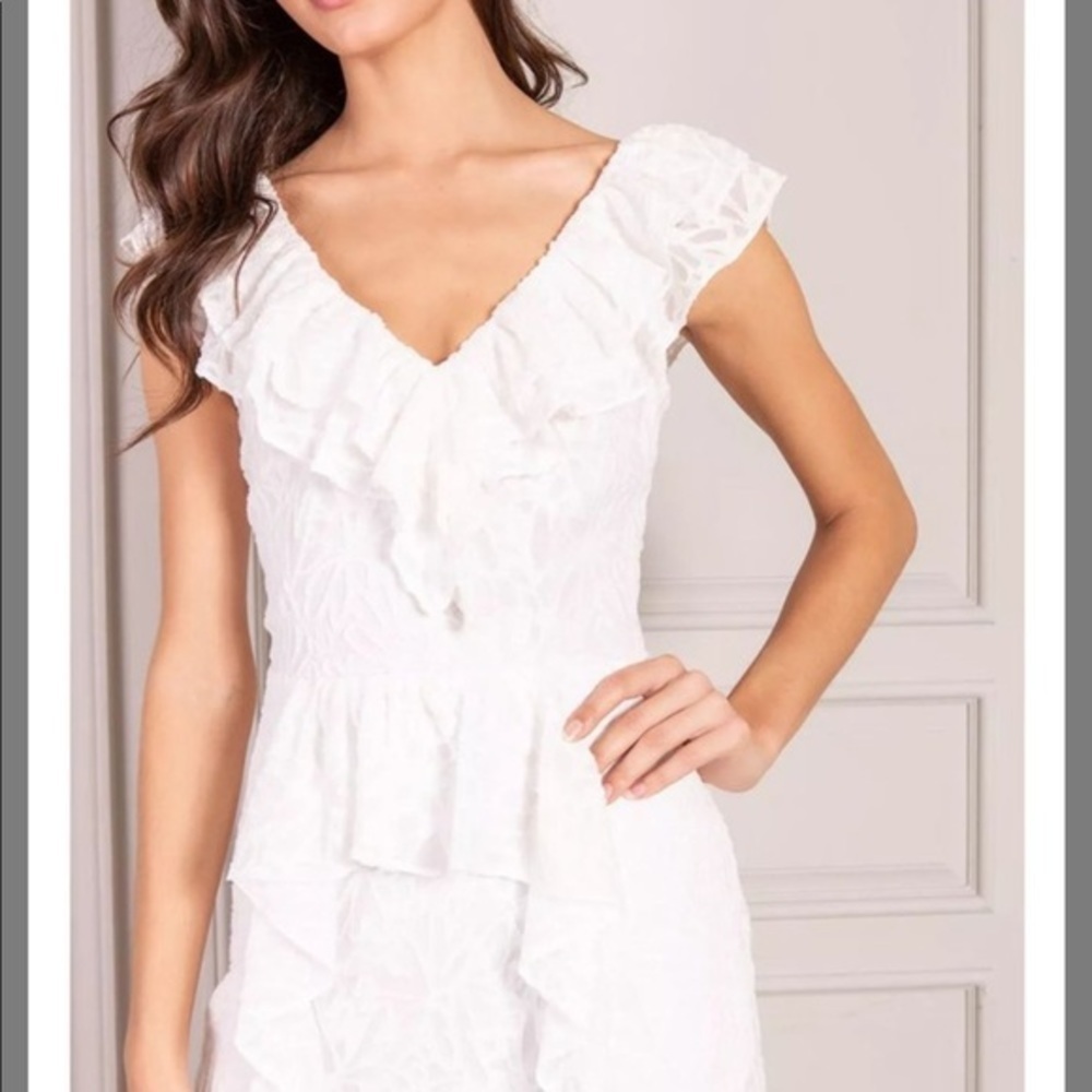 Senlis white Wild flower Maxi Dress Elisabeth Ruffle Dress - Picture 4 of 6
